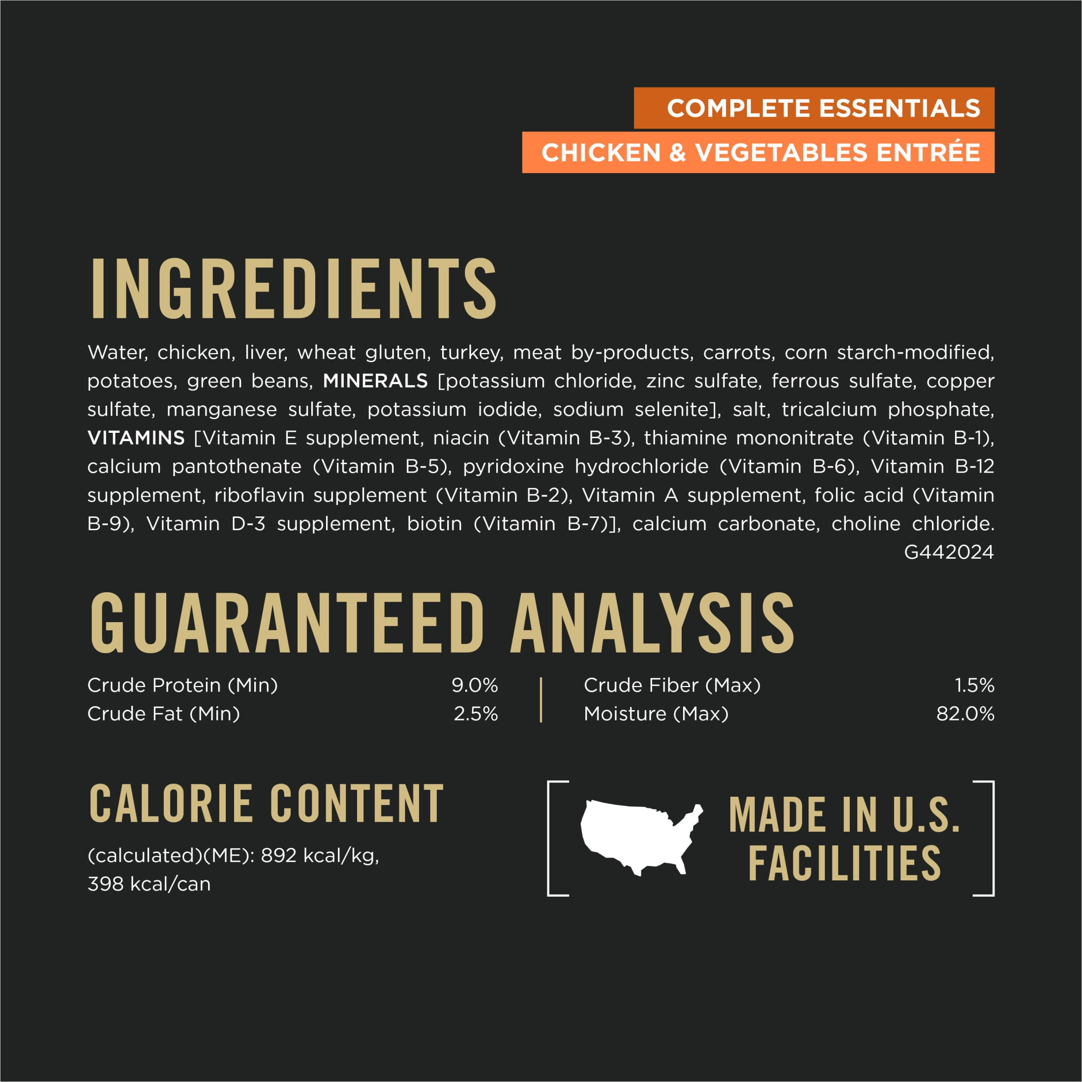 Purina Pro Plan Complete Essentials Slices Chicken and Vegetables Entree in Wet Dog Food Gravy, 13 oz Can