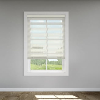 DEZ FURNISHINGS Cordless Faux Wood Blinds - 48" W X 72" H, 2-Inch Slats, White, Inside/Outside Mount