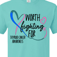 thumbnail image 4 of Inktastic Thyroid Cancer Awareness Pink, Blue, Teal Heart Ribbon T-Shirt, 4 of 5