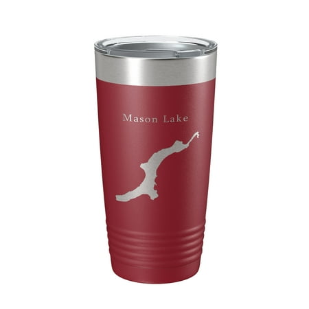 

Mason Lake Map Tumbler Travel Mug Insulated Laser Engraved Coffee Cup Washington 20 oz Maroon