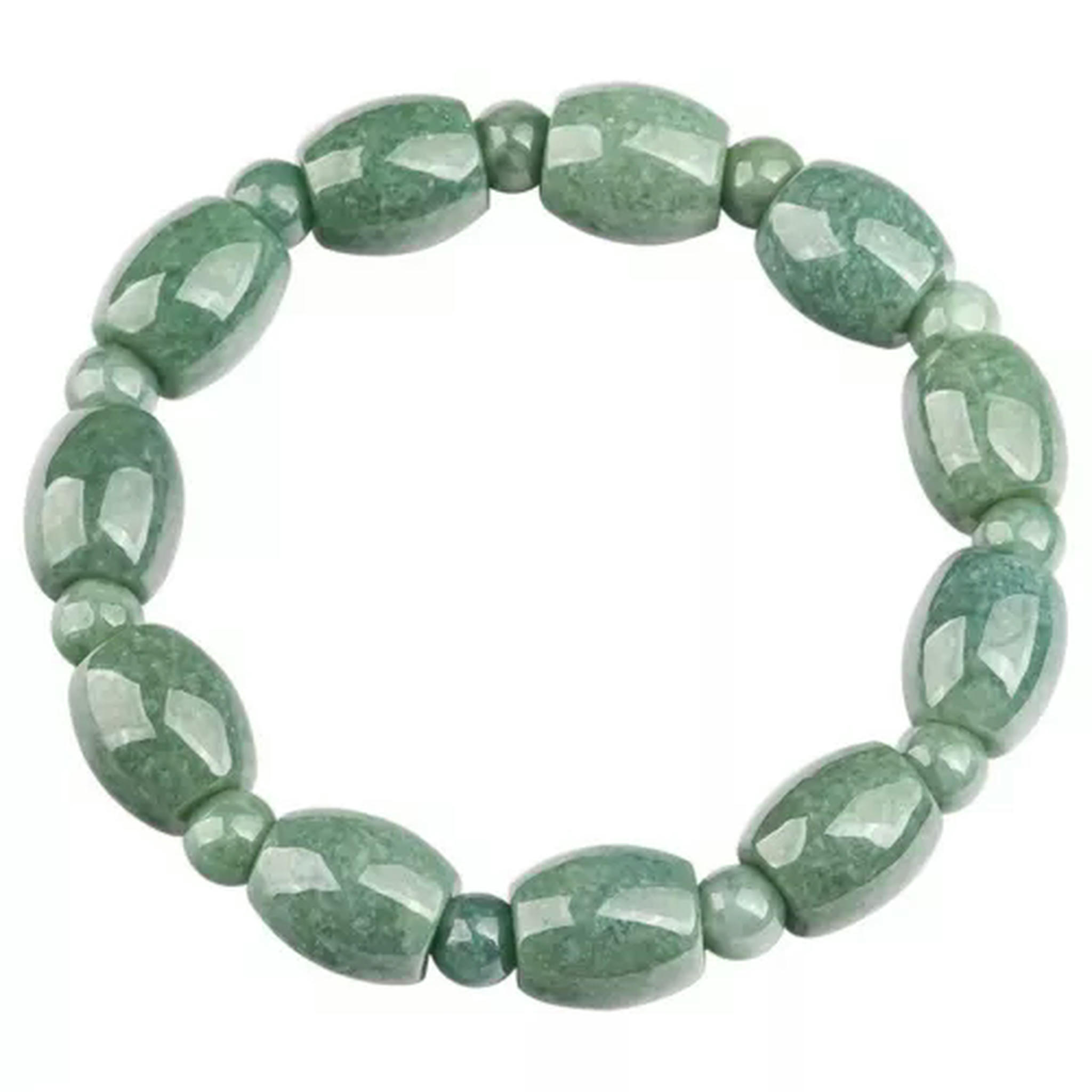EOEMY Real Grade A 100% Natural Green Jade Jadeite Women Tube Beads Bracelet