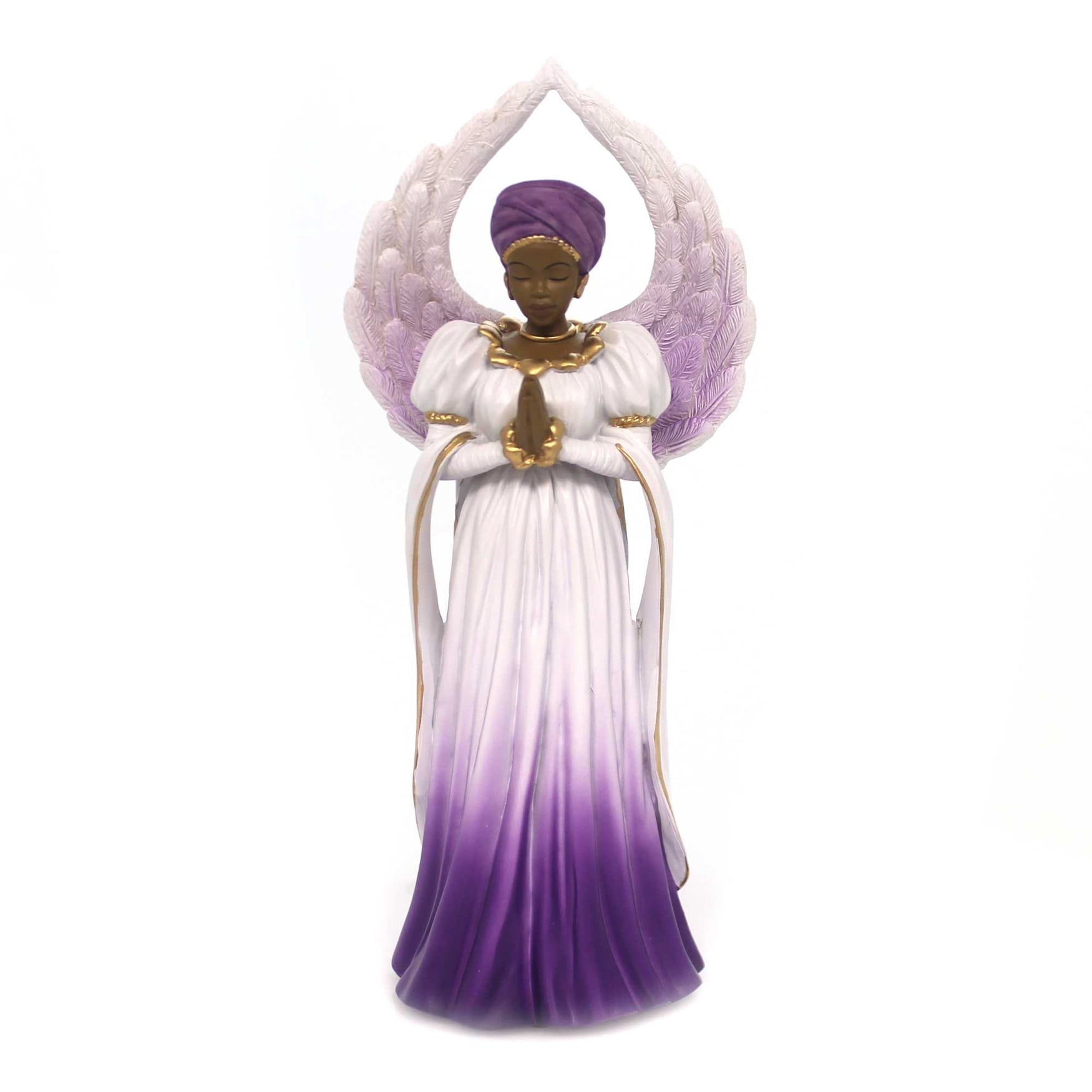 Black Art Serenity Angel Purple Polyresin African American Prayer 16206