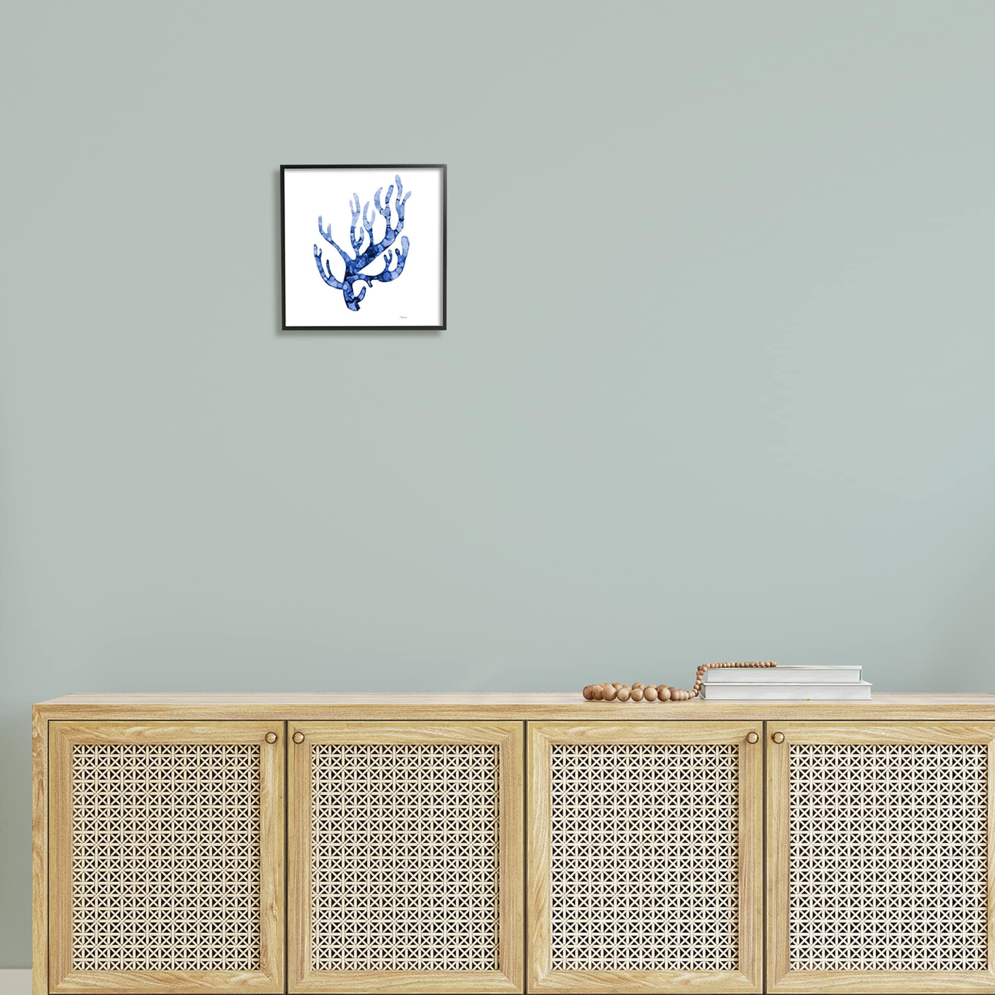 Stupell Industries Coral Sprig Marine Life Plant Watercolor Detail Painting Gray Framed Art Print Wall Art, Design by Patti Mann
