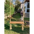 thumbnail image 3 of Tree Swing, Wooden Rope Swing, Rustic Long Backyard Swing, 3 of 5