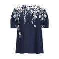 thumbnail image 6 of Qetyuw Tops for Women Puff Short Sleeve Round Neck Shirts Floral Print Tees Loose Fit Comfy Tshirt Summer Casual Tops for Women, 6 of 6