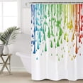 thumbnail image 4 of HTOOQ HTOOQ Ensemble de Rideaux de Douche Décor - Peinture Arc-en-Ciel avec Gouttes Éclaboussures Créatives Design Graphique Artistique Tissus Polyester Imperméable Impression Artistique - avec Crochets 66 Pouces L x 72 Pouces H, 4 of 8