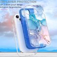 thumbnail image 5 of Mantto for iPhone 15 Case, 3 in 1 Slim Hybrid Crystal Rubber Bumper Cute Marble Pattern Hard PC Soft Silicone Drop Protection Women Girls Cover for iPhone 15, Blue Pink Marble, 5 of 6