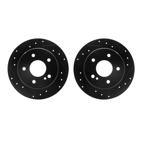 Dynamic Friction Company Rear Brake Rotors-Drilled and Slotted-Black 8002-63099