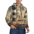 thumbnail image 2 of Honeii Vintage Nautical Lighthouse Pattern Mens Hoodies Men's Loose Sleeve Sweatshirt,Pullover Hooded Sweatshirt for Men,Essentials Hoodie-Small, 2 of 7