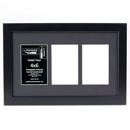 Creative Letter Art 3 Opening Modern Black Frame with Real Glass, Black Mat to Hold 4x6 Photographs for Your Name, Special Word Wedding or