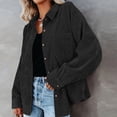 thumbnail image 3 of Hanerdun Women Solid Shacket Jacket Female Long Sleeve Button Blouse Gray M, 3 of 5