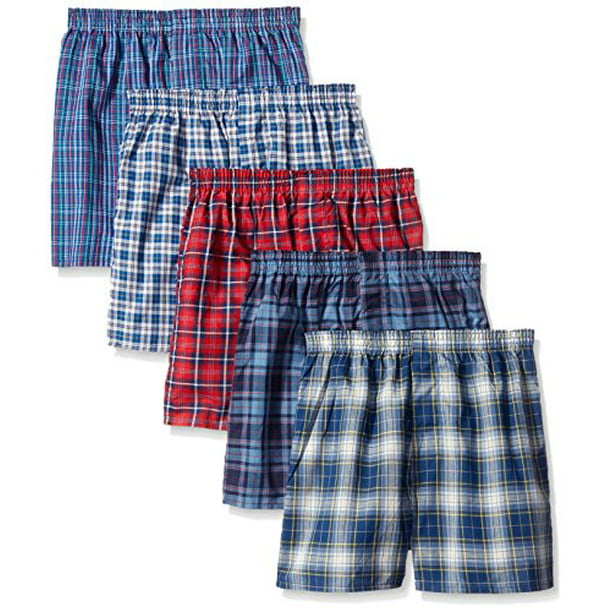 Fruit of the Loom 5Pack Boy's Plaid Boxers Boxer Shorts Kids Underwear ...
