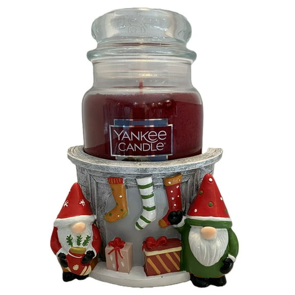 Yankee Candle Holiday Gnome Stockings Jar Holder Gift Set with a Sparkling Winterberry Large Original Jar Candle - 2pc Set