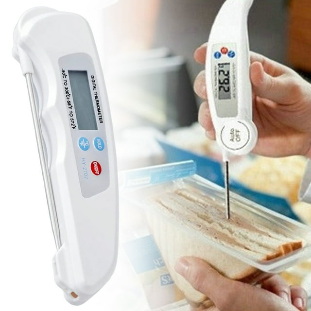 1Pc Wireless Meat Thermometer Digital for Grill - Instant Read Grill Thermometer,Digital Foldable Probe Meat Thermometer with Compact Folding Probe for Cooking Liquids Grilling BBQ Baking(White)