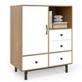 thumbnail image 1 of Gymax Buffet Sideboard w/ 4 Drawers & Open Compartment Heavy-Duty Metal Legs Natural, 1 of 10