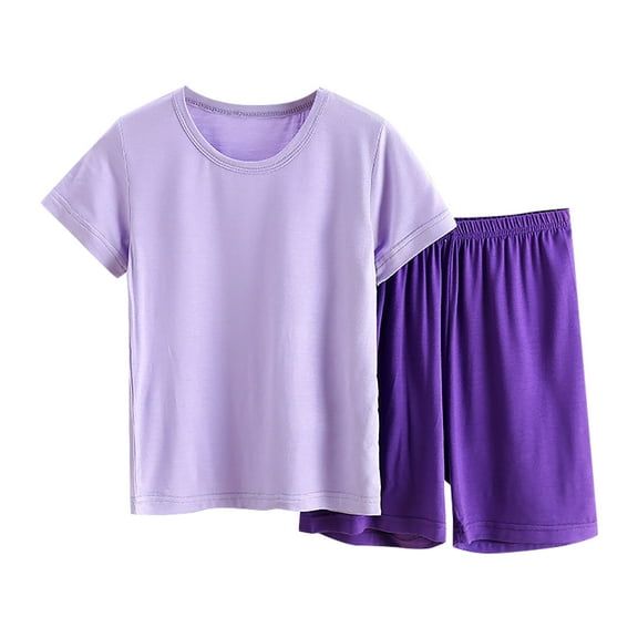BLVB Toddler Little Girls Boys Short Sleeve Pajamas Set Sleepwear 2 Piece Loungewear Summer Clothes Sets 6M-7T