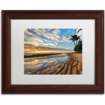 Trademark Fine Art 'Kauai Kailani Sunrise' Canvas Art by Pierre Leclerc, White Matte, Wood Frame