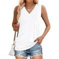 thumbnail image 2 of MORTTIC Women's Sleeveless V-Neck Tank Top Lightweight Loose Fit Summer Tee for Casual Days, Travel, 2XL, 2 of 5