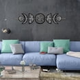 thumbnail image 6 of 7 Pcs Boho Moon Wall Decor Moon ase Wall Hanging Display Nordic Wood Wall Art Leaf Hollow Home Decoration Wall Mounted Decal Ornament for Bedroom Living Room Apartment 31x6.2 Inch, 6 of 9