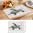 thumbnail image 6 of Teal Coastal Placemats Set of 8 Sea Turtle Nautical Beach Ocean Vintage Place Mats Indoor Wipeable Table Mats Washable Cloth Dining Table Placemats for Kitchen Holiday Party Home Decor 13x19 Inch, 6 of 9