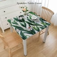 thumbnail image 2 of nygtbtfer  Fitted Tablecloth Elastic Edged Table Cover,Seamless Tulip Flower Green Leaves  Wipeable Table Cloths for Kitchen Dining Party Fit up  Tables,Watercolor Floral on White, 2 of 7