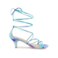 thumbnail image 3 of BLISSFUL STEP Women's Shoes Tie-Dye Strappy Lace-Up Open Toe Kitten Heels Sandals  Cyan 7, 3 of 7