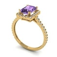 thumbnail image 2 of 1.86 ct Emerald Cut Simulated Alexandrite Solitaire with Simulated Diamond Accents 18K Yellow Gold Womens Engagement Ring, 2 of 5