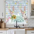 thumbnail image 6 of Blue Easter Swag Valances for Windows 2 Pack, Kitchen Window Curtains 36 Inch Length, Spring Easter Bunny Eggs Floral Buffalo Plaid Privacy Swag Curtains for Living Room/Bathroom 36"x36", 6 of 8