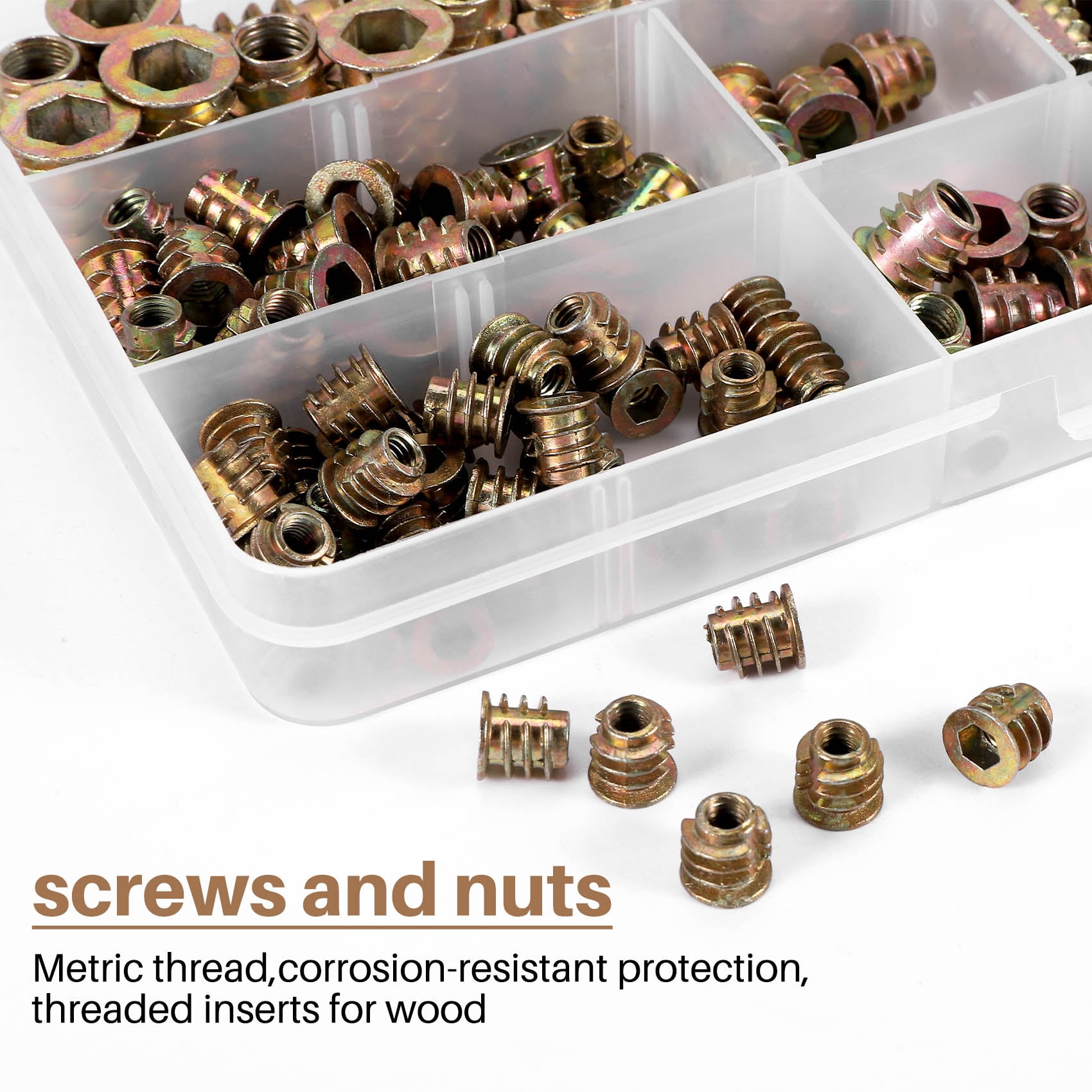 Écrous à Insert Fileté M4x10mm - Lot De 30 Pièces Uxcell, Bronze, Pour Meubles En Bois