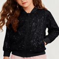 thumbnail image 3 of Teylalorva Girl'sOuterwear Jackets Sequin Sparkly Jacket Casual Party Carnival Winter Coat for Girls（2-10） Black Size 5T, 3 of 7