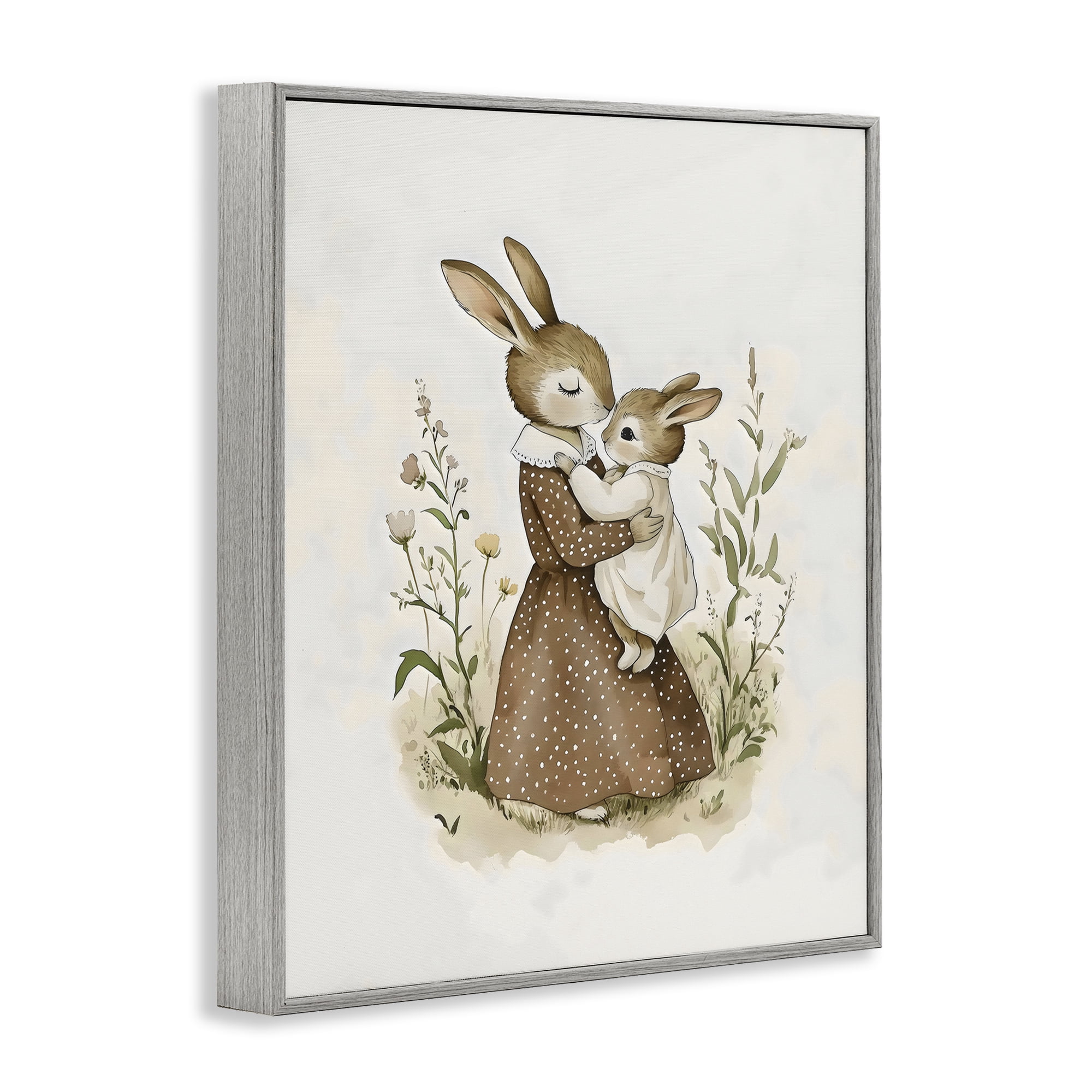 Stupell Industries A Mother's Love Rabbits Gray Framed Giclee Art, design by Arlington Prints