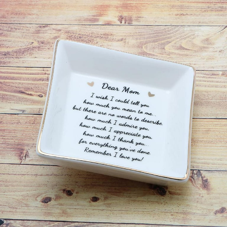 KLYJI Gifts for Mom from Daughter Birthday Gift from Mother Ceramic Ring  Trinket Dish Decorative Jewelry Tray Thanksgiving Christmas Mother's Day  New