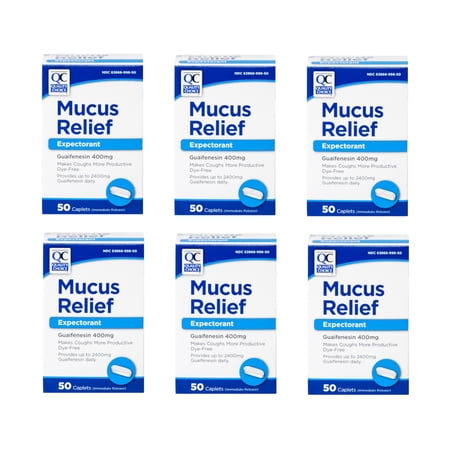 6 Pack Quality Choice Mucus Relief Expectorant Guaifenesin 400mg 50 Caplets Each
