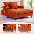 thumbnail image 6 of UNITED WE WIN Orange Corduroy Oversized Recliner Sofa: Deep Seat, USB/Type-C Charging, RGB LED, Cup Holder, Side Pocket - 56" Wide Living Room & Bedroom Lounger, 6 of 22