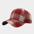 thumbnail image 3 of Clossjun Women Men Stylish Plaid Baseball Cap Fall Winter Warm Classic Hat Soft Casual Dad Hat for Outdoor Sport Wine, 3 of 6