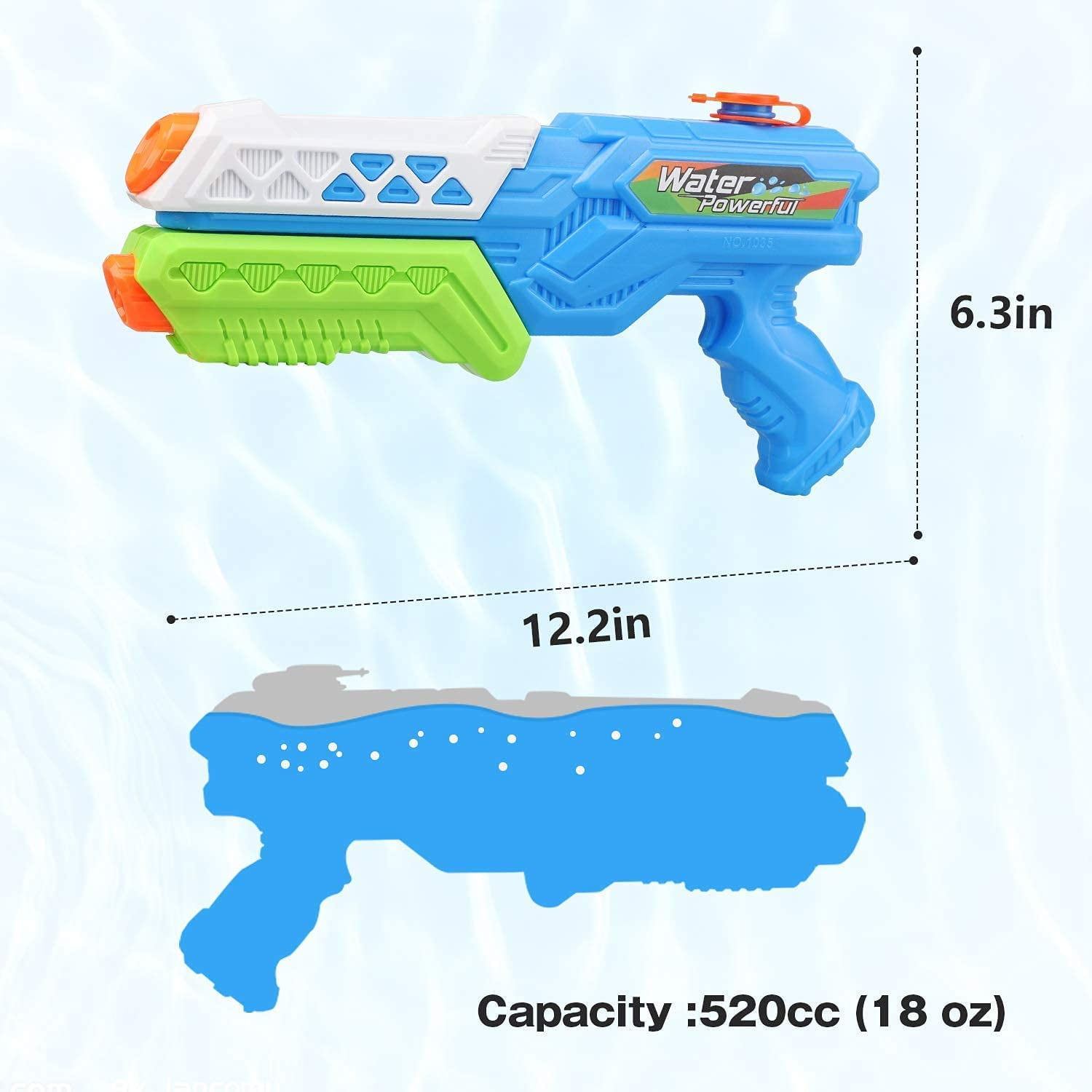 TOY Life Water Guns for Kids - 520cc Squirt Guns, 2 Pack Super Soaker Water Gun, Water Blaster Leakproof Pool Water Guns Squirt Guns for Kids, Toddlers, Adults, Summer Outdoor Toys for Kids