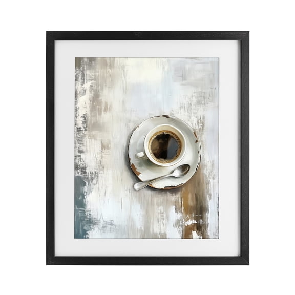 Stupell Industries Neutral & Rustic Cup of Coffee Black Framed Print Under Glass, design by LSR Design Studio