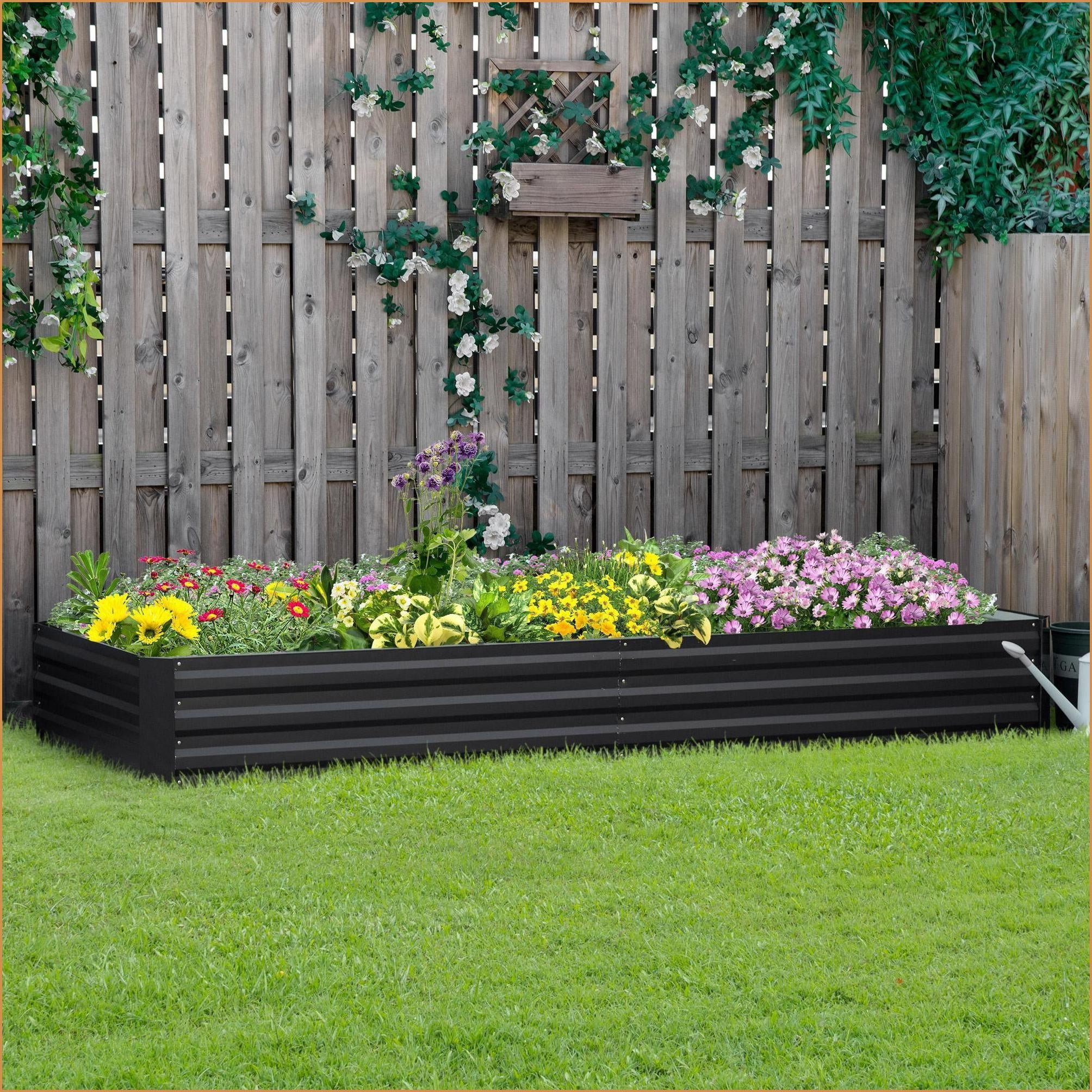 Raised Garden Bed | 7.9' x 3' Galvanized Planter Box for Backyard Patio Vegetables Flowers Herbs | slate gray | Steel