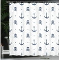 thumbnail image 4 of Ambesonne Ocean Shower Curtain, Anchors and Skulls Bones, 69"Wx84"L, Navy Blue, 4 of 5