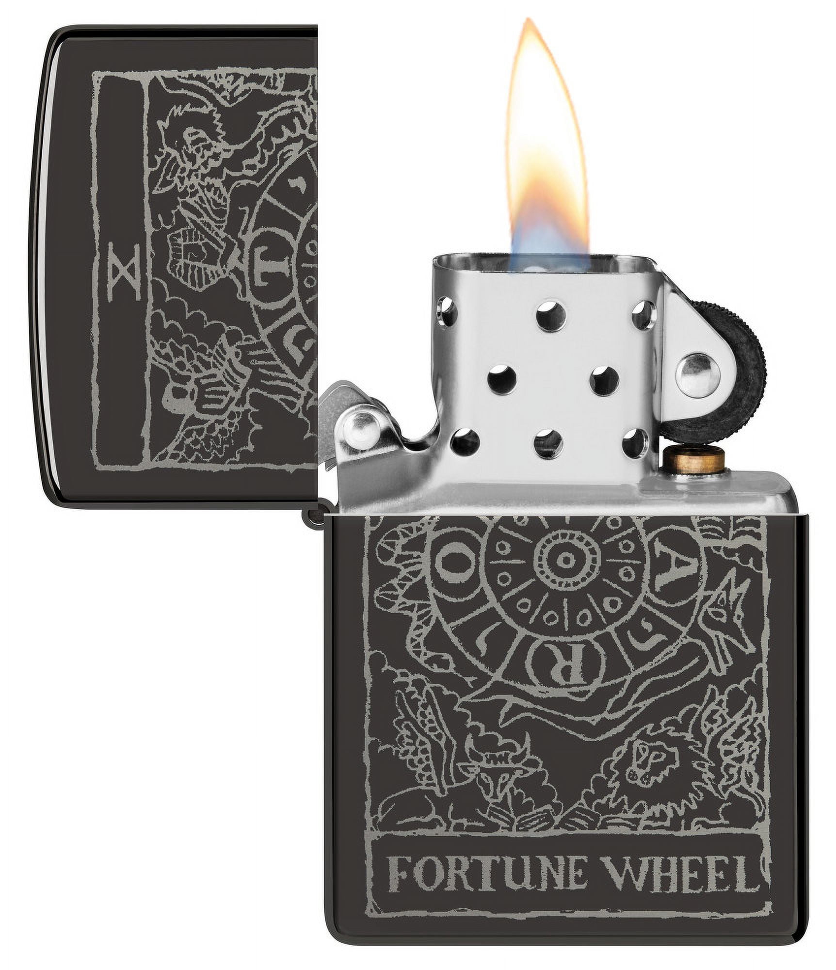 Zippo Wheel of Fortune Design High Polish Black Pocket Lighter
