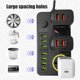 thumbnail image 3 of Regleta de 2 m de largo con 7 puertos USB y 3 enchufes, protector contra sobretensiones multifuncional para el hogar con puertas de seguridad para niños, negro, 2500W, salida de 5V/2.1A, 3 of 5