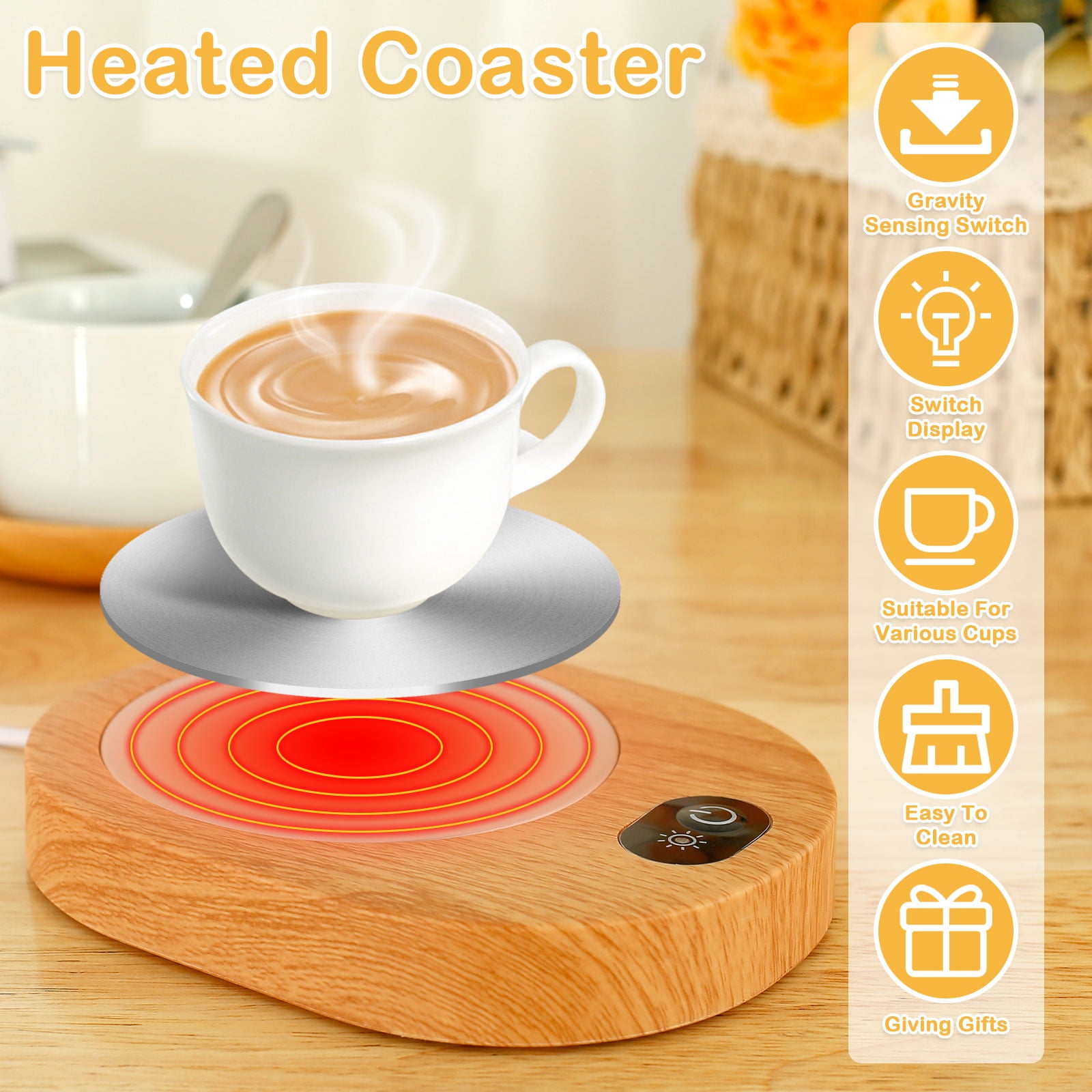 Sutinna Coffee Mug Warmer Cooler, Desktop Electric Heating Cooling Cup Mat  2 IN 1 Smart Coffee Heater Cooler with Mug Cup for Beer, Coffee, Beverages