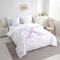 thumbnail image 3 of jejeloiu Personalized Letter X Bedding Comforter Set 7 Pieces,Monogrammed Theme Full Bedding Set,Ribbon Bow Knot Fitted Sheet Flat Sheet,Ultra Soft Bedroom Decor Reversible, 3 of 8
