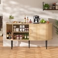 thumbnail image 2 of VEIKOUS 29.5"H Sideboard Cabinet W/ Curved Sliding Doors and 4 Compartments, Anti-Tip Design, Natural, 2 of 15