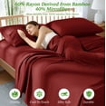 thumbnail image 6 of AiAngu Bamboo Twin XL Sheet Set, Luxury Soft 3 Pieces Bed Sheets with 18" Deep Pocket, Burgundy, 6 of 8