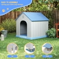 thumbnail image 6 of 26 Inch Dog Houses Resin Small Indoor Outdoor Dog Kennel for All-Weather Use Cozy Shelter for Small Dogs in Home, Garden, or Balcony,Blue, 6 of 7