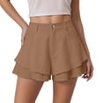 thumbnail image 3 of Trendfront Women's High Waisted Solid Color Wide Leg Shorts 2 in 1 Built-in Liner Loose Casual Summer Lounge Shorts, 3 of 5