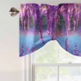 thumbnail image 5 of Tie Up Valances for Windows, Spring Flowers Adjustable Valance Curtains Window Treatment for Living Room, Purple Vine Lake Boat Grass Vintage Oil Painting Rod Pocket Kitchen Curtains 42x12 Inch, 5 of 9