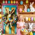 thumbnail image 5 of Ksruee Happy Easter Banner 90x180cm Waterproof Bunny Backdrop Front Door Sign Happy Easter Banner for Office Classroom Farmhouse Porch Entryway Yard Garden Spring Holiday Party, 5 of 9