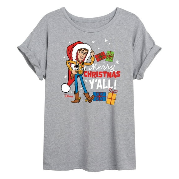 Toy Story - Merry Christmas Yall Woody - Juniors Ideal Flowy Muscle T-Shirt